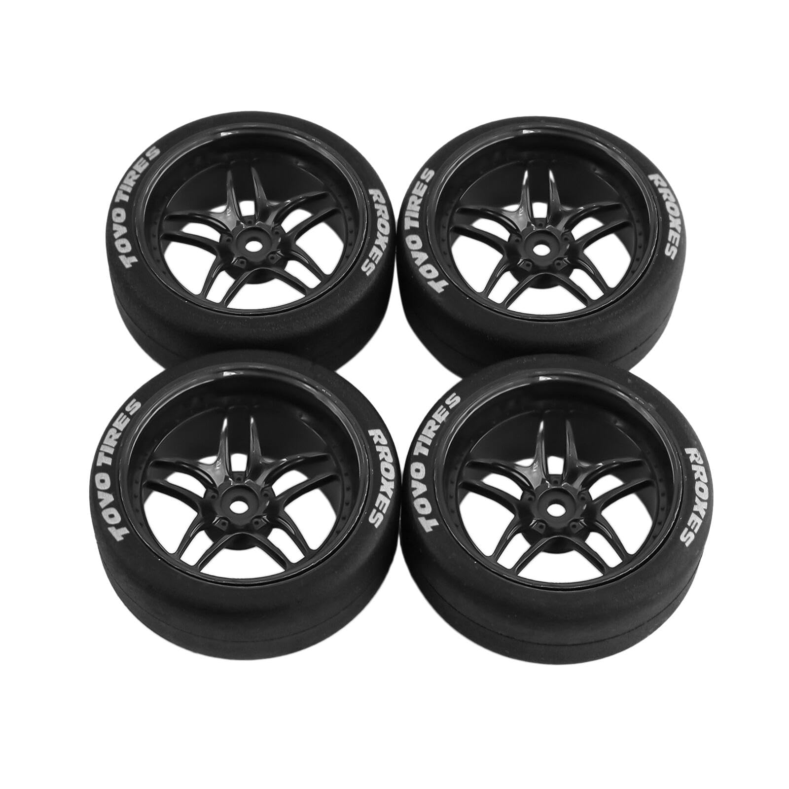 Harilla 4 Stück RC Auto Gummi Reifen, Gummi-Driftreifen, 12 mm Nabe Ersatzteile Verschleißfest Langlebig für XV01 1:10 RC Elektrische Touren Auto Ersetzt Reparatur zubehör, Schwarz