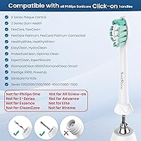 Vista 5 de Cabezales de repuesto para cepillos de dientes compatibles con Philips Sonicare y más mangos de clic, paquete de 8 unidades, color blanco