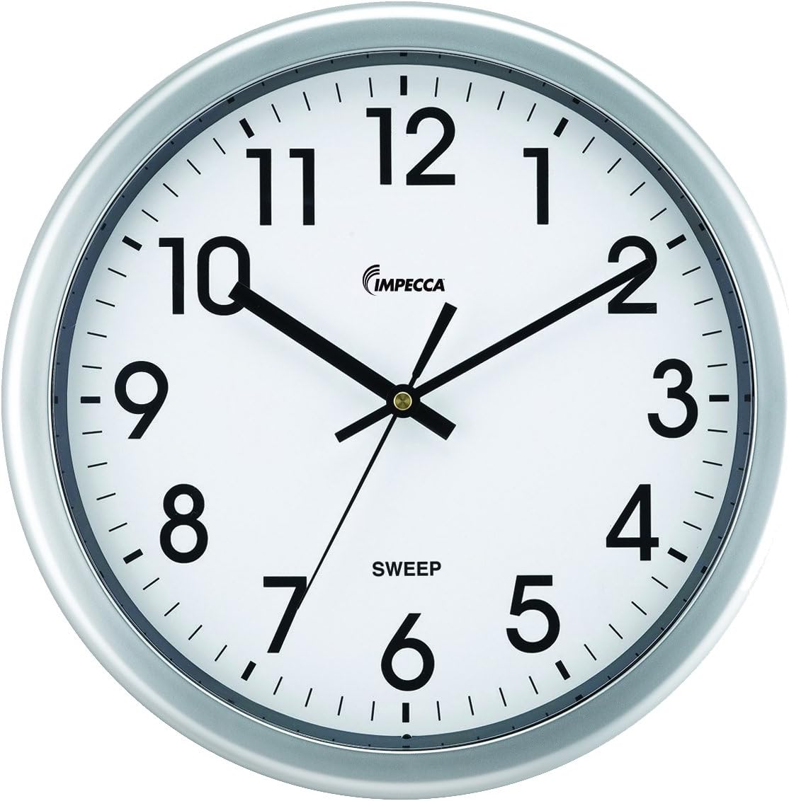 Impecca WCW12M1 Non Ticking Sweep Movement 12" Wall Clock (Metallic Grey)