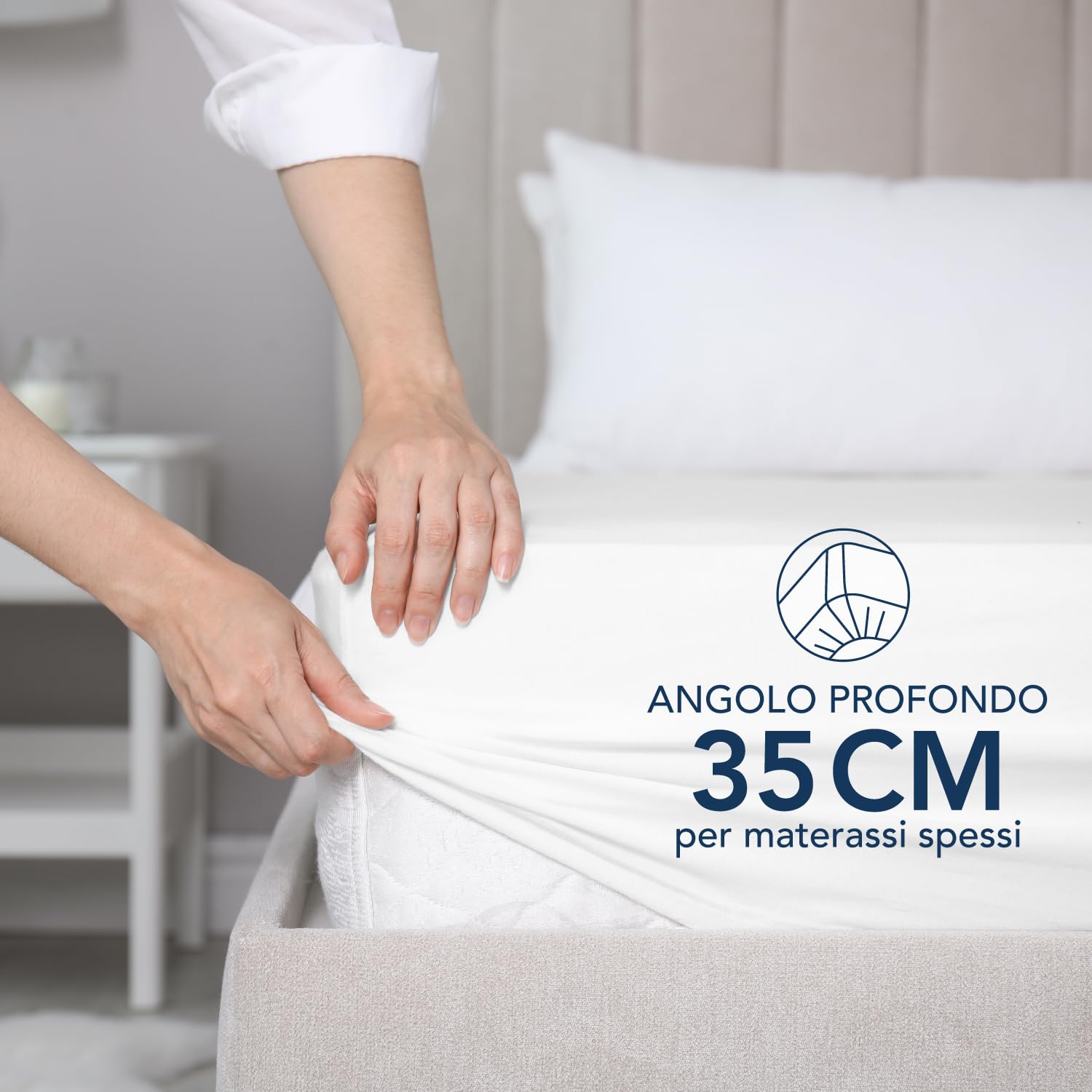Dreamzie Coprimaterasso Matrimoniale 180 x 200 cm - Angoli da 35 cm per Materassi Spessi - 100% Microfibra - Bianco sporco, Certificato senza Prodotti Chimici (Oeko-TEX)