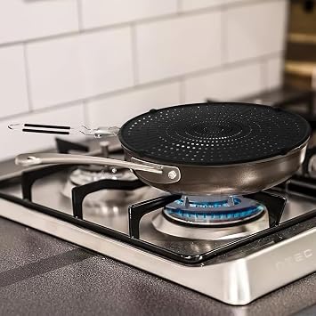 Frcctre 2 Pack Silicone Splatter Screen for Frying Pan, 13 Versatile Grease Splatter Guard with Foldable Handle, Food Grade Heat Resistant Oil Splash Guard, Cooling Mat, Drain Board for Cooking
