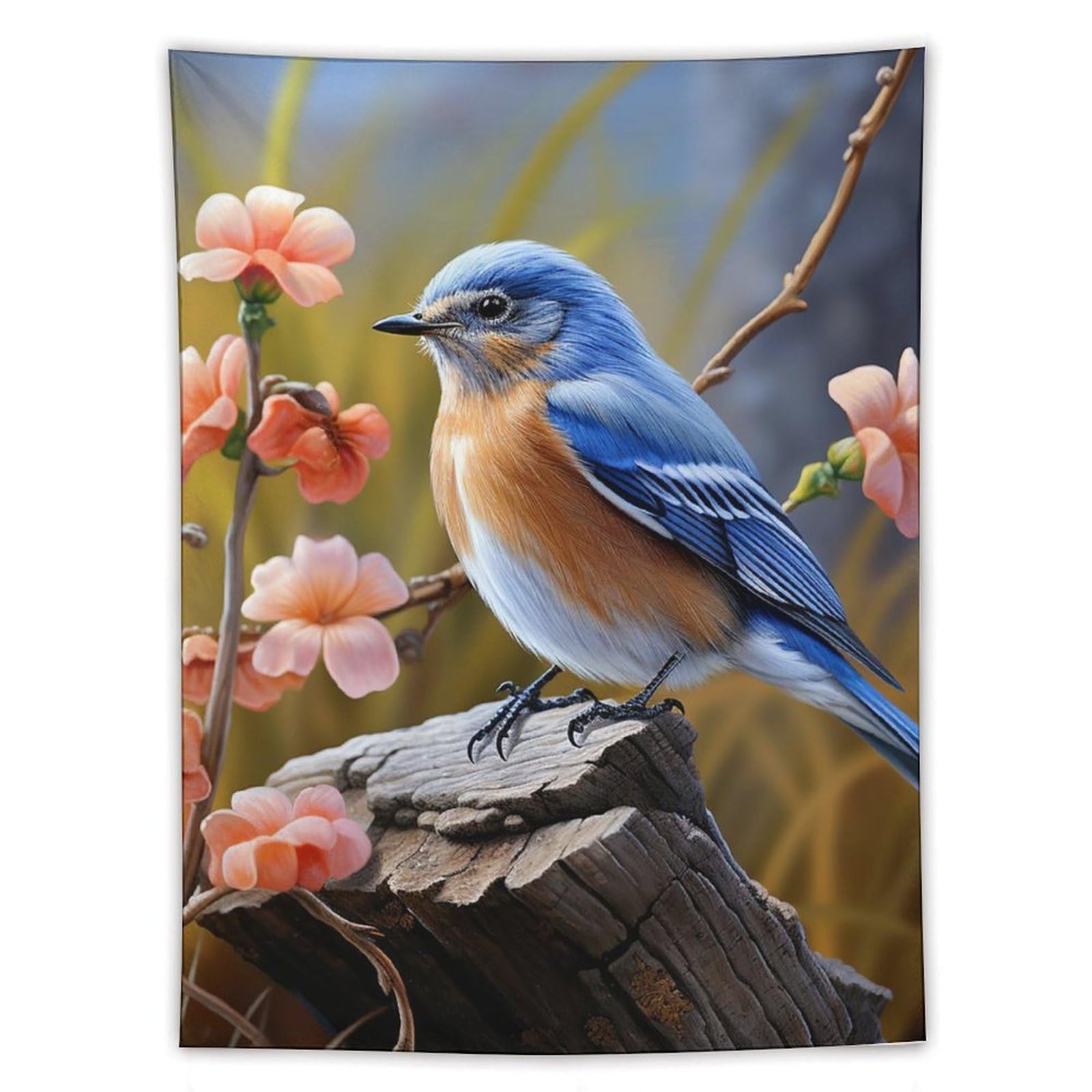 Tenture murale oiseau bleu oriental imprimé esthétique grand format - 8