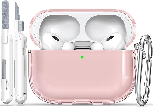 RFUNGUANGO Funda protectora para Airpods Pro de 2 generación1 generación, funda de TPU suave para Airpods Pro 2, transparente con kit de limpieza,