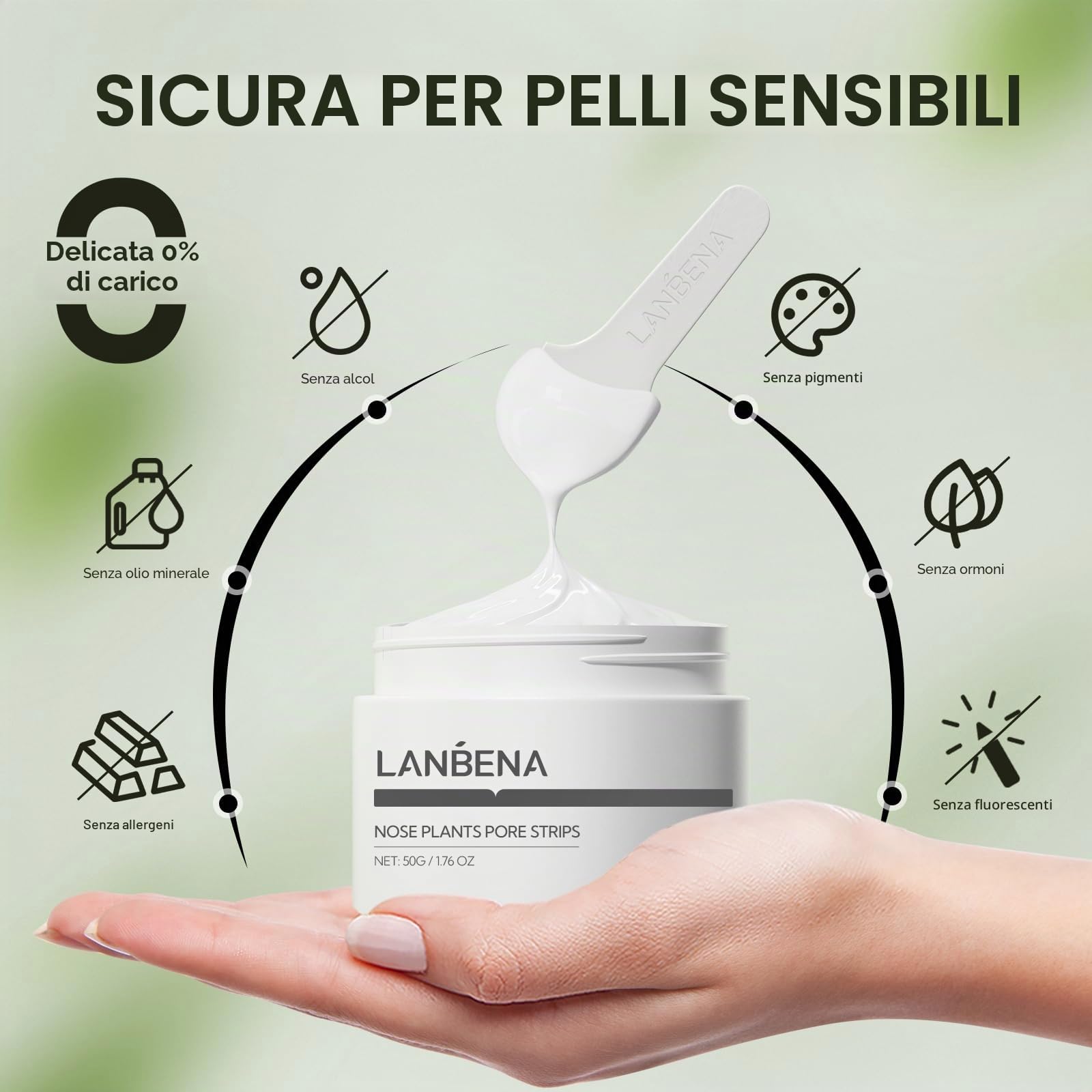 LANBENA punti neri rimozione (50 g), 100 strisce nasali, maschera punti neri, NOTA: La crema diventa gommosa al di sotto dei 25°C, mettere la bottiglia in acqua bollente per ammorbidirla