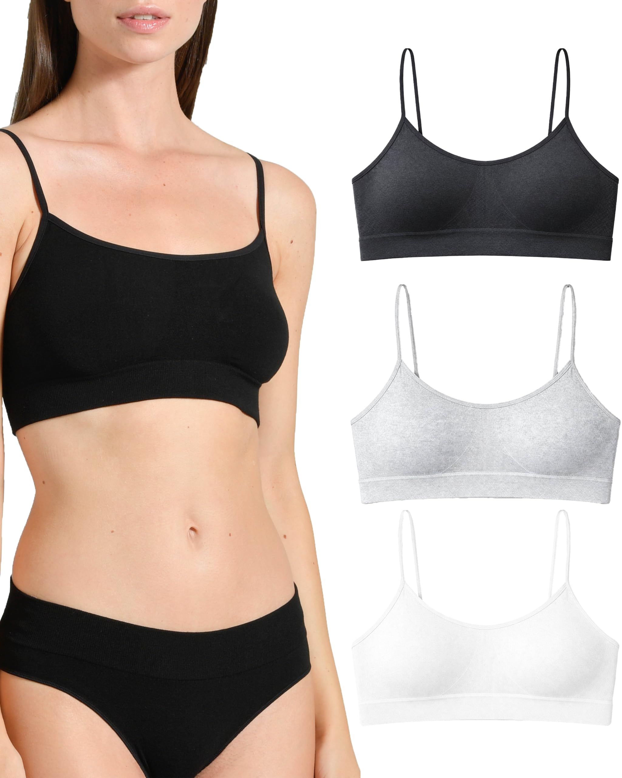 Risalti Bamboo Narrow-Shoulder 3 Pz - Women's Seamless Bras, Crop Tops, Bralettes - Made in Italy