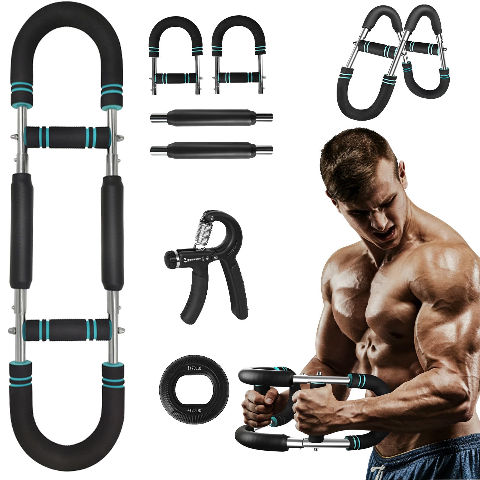 HOTUT Twister Arm Exerciser, Attrezzo per Allenamento del Torace Regolabile da 35 a 45 kg, da 77-99 lb, Forearm Triceps Chest Enhanced Exercise Strengthener, Portatile, Potenziatore di Forza Muscolare