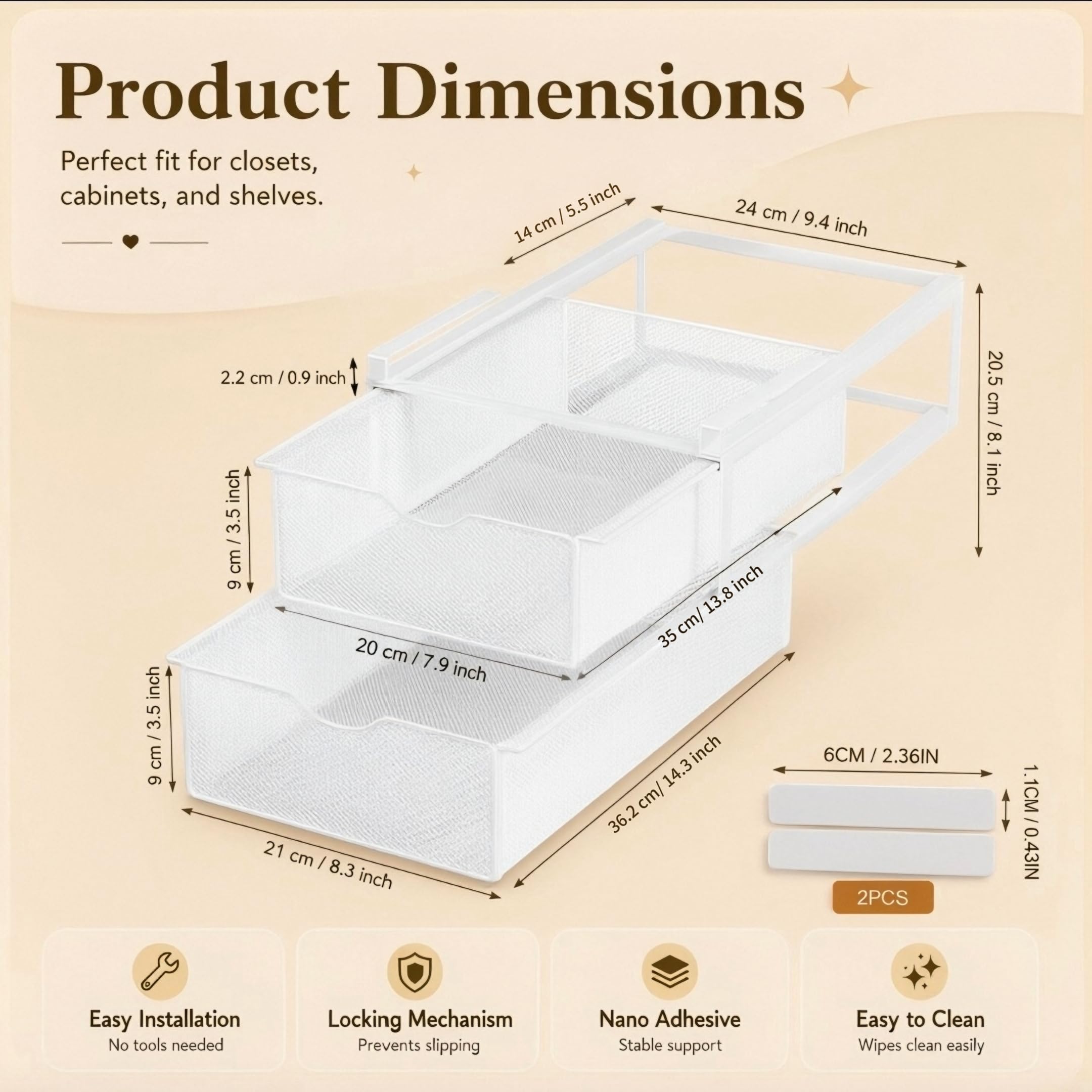 Unterwäsche-Schrank Organizer Kleiderschrank - Hängender Ausziehbarer | Wardrobe Organizer, platzsparend für Unterwäsche, Socken, BHs. Schrank-Organizer, Doppelschichtiger Unterwäsche-Organizer