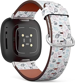 CJBROES Replacement Leather Watch Band, Compatible with Fitbit Versa 3 and Fitbit Sense of Wristband Bracelet Accessory - Flowers