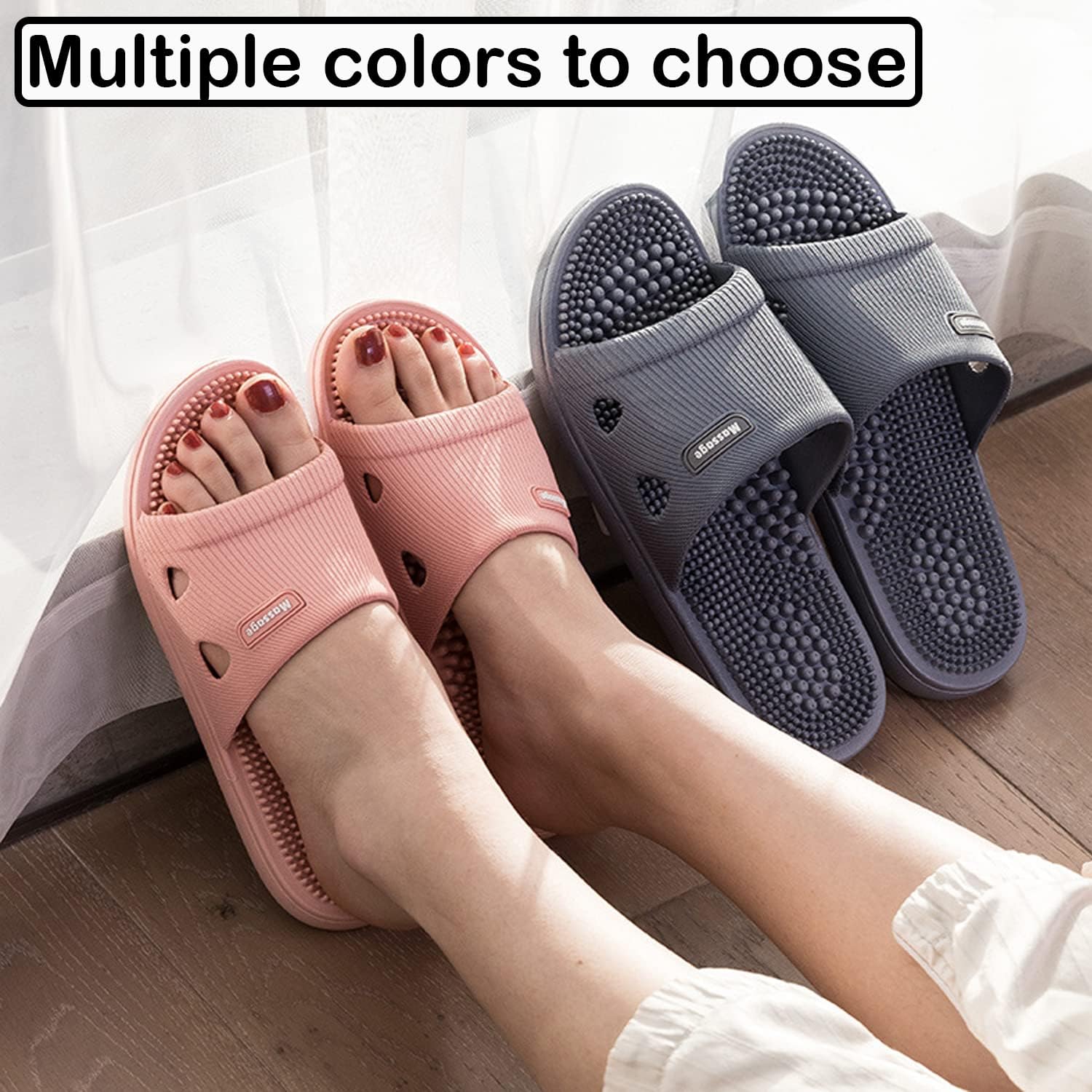Massage Slippers for Women Men Acupressure Foot Plantar Fasciitis Sliders House Ladies Reflexology Sandals Shower Shoes Non-Slip Quick Drying Pool Beach Indoor Outdoor - Image 5