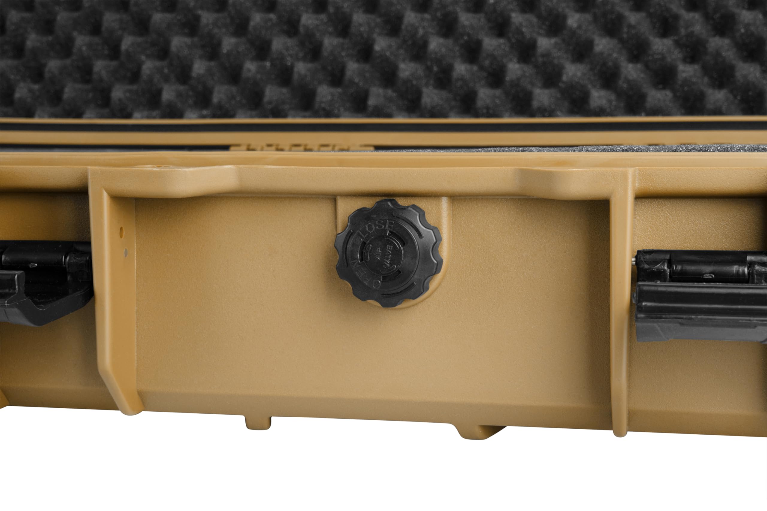 GSG Gewehrkoffer 100cm Tan mit Rollen & Druckausgleich wasserdicht Würfelschaum Langwaffenkoffer Waffenkoffer Gewehr Koffer Transportkoffer Schutzkoffer