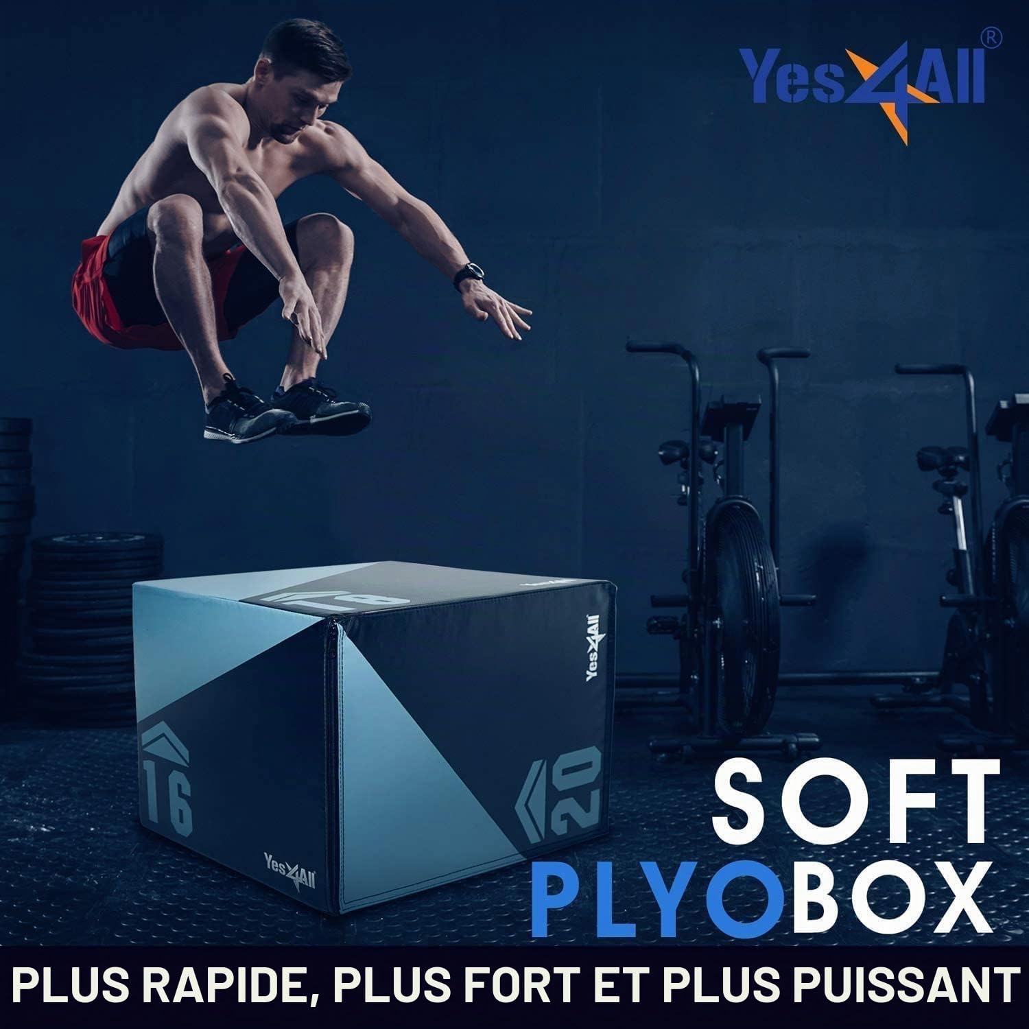 Yes4All 3 in 1 Foam Plyo Box, Plateforme de Boxe Plyométrique pour Entraînement de Saut, MMA & Conditionnement