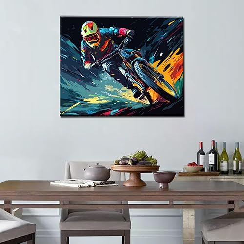 Miniatura 2 de Pintura por números para adultos y niños, pintura de motocross por números, pintura acrílica por números, kit de pintura acrílica por números