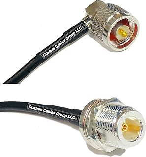 6 feet RG58 Silver Plated N Male Angle to N Female Bulkhead RF Coaxial Cable