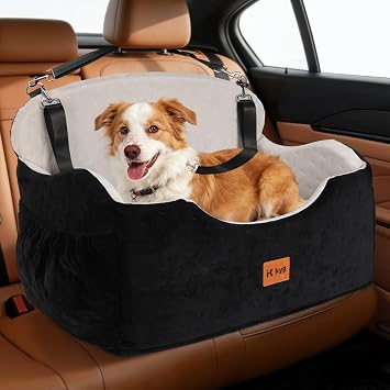 KYG Dog Car Seat for Back Seat, Dog Bed for Car with Double-Sided Booster Pads, Washable Anti-Slip Dog Car Seat Medium to Large-sized dog with 2 Safety Belts
