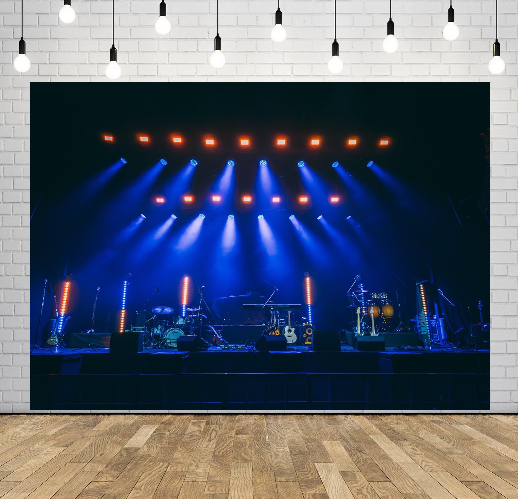 10x6.5FT (3x2m) Palco Blu Con Strumenti Sfondo Fotografico