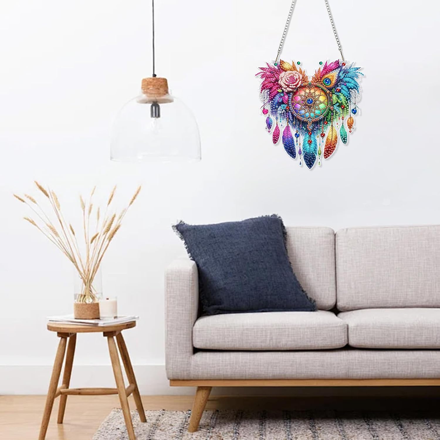 MISCER Love Dream Catcher Hanging Diamond Art Pendants Kits for Adults Kids, Valentine's Day DIY Double Sided 5D Special Diamond Painting Pendant Kit, Gem Art Suncatchers for Window Garden Home Decor image 3
