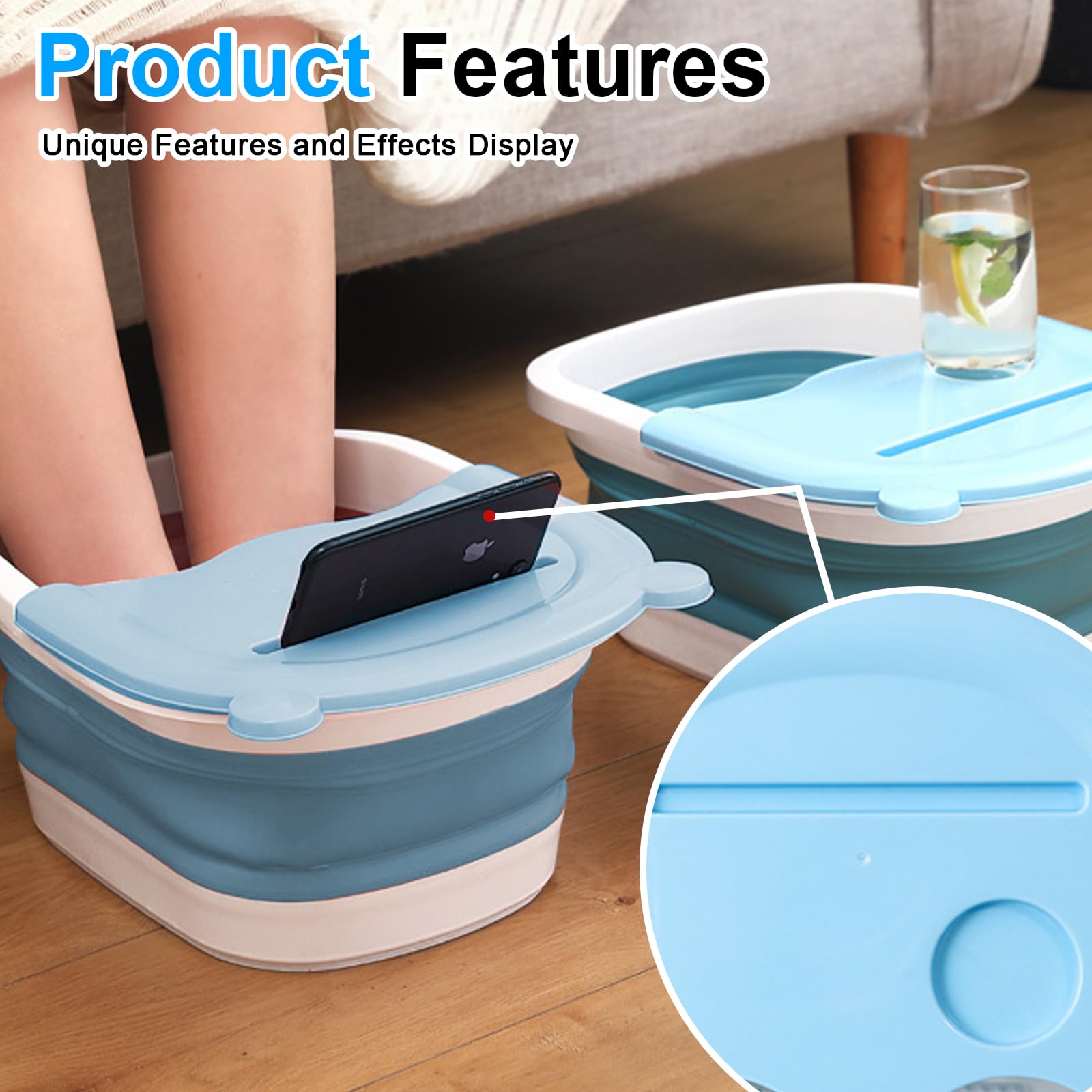 Nizirioo Pediluvio Pieghevole, Bacino Da Bagno Plastica Pediluvio Piedi Vaschetta Pedicure Spa Per Pediluvi Pieghevole Antistress Vasca Da Bagno Per Pedicure Rilassare E Massaggio