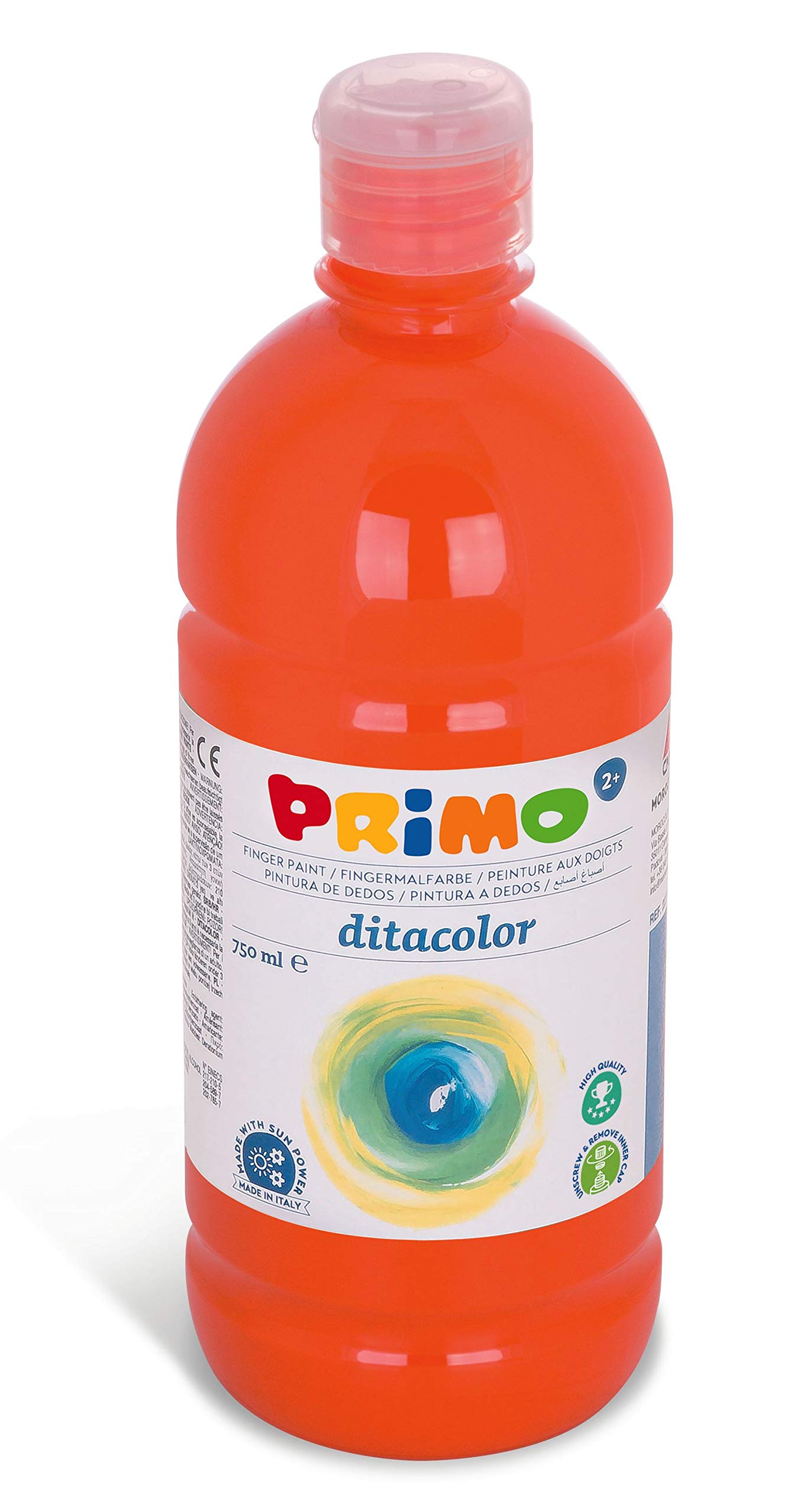 Primo Pintura para dedos para niños y niños pequeños, botella de 750 ml, color naranja 250