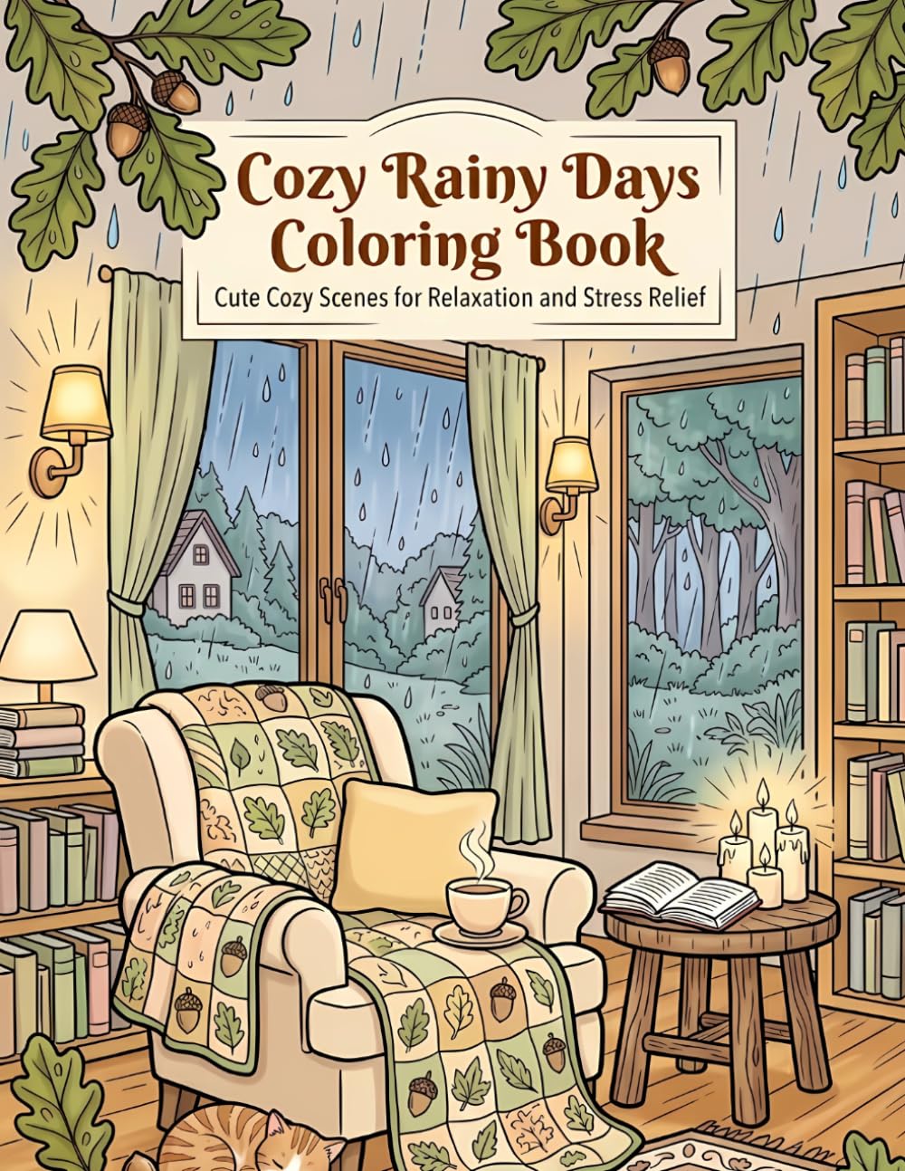 Cozy Rainy Days Coloring Book: 50 Cute and Relaxing Rainy Scenes for Stress Relief and Creative Fun