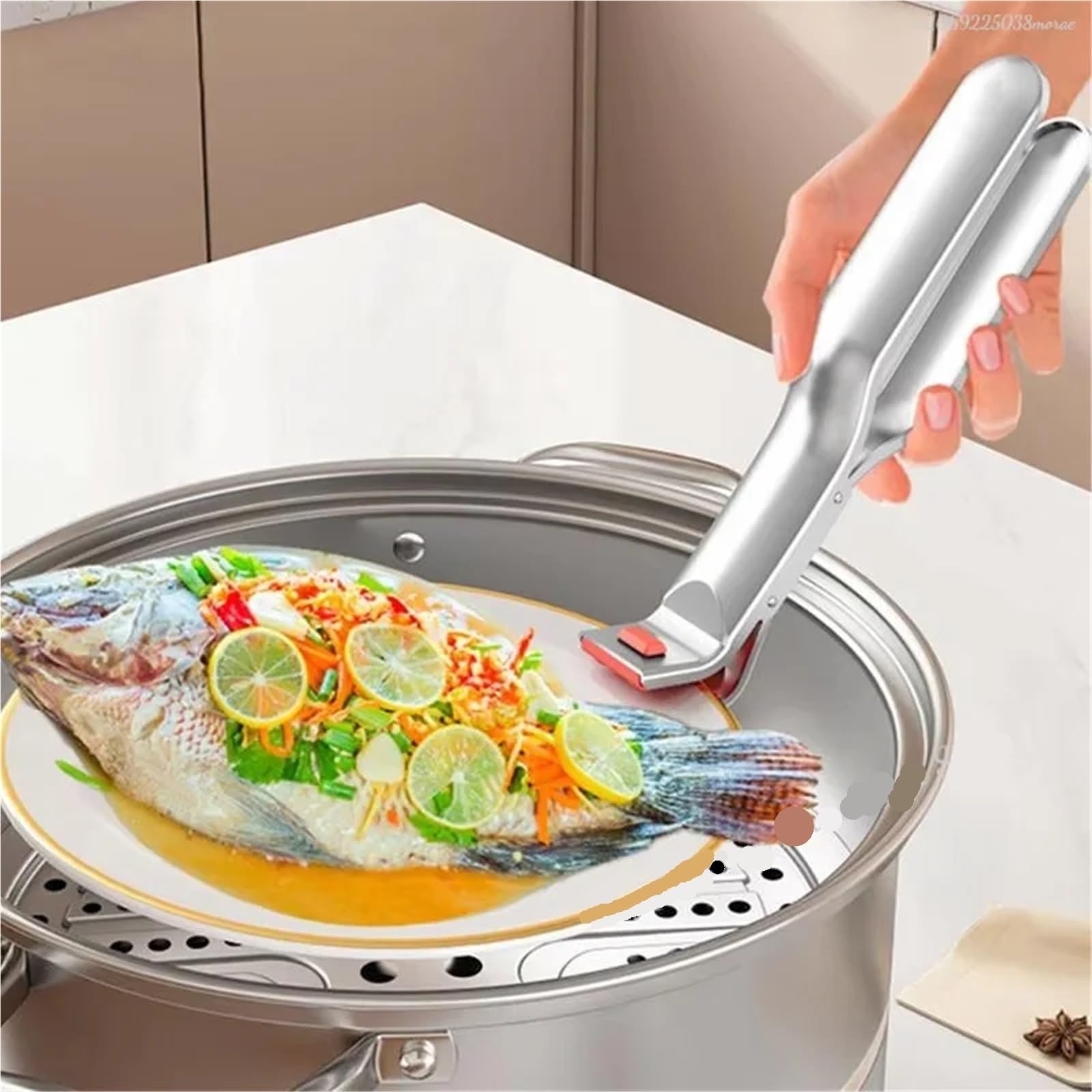 Pinza for plato caliente, pinza for tazón antiescaldaduras, mango ergonómico, soporte de abrazadera for sartenes, freidoras aire, hornos vapor, 5 uds Para Sujetar Ollas