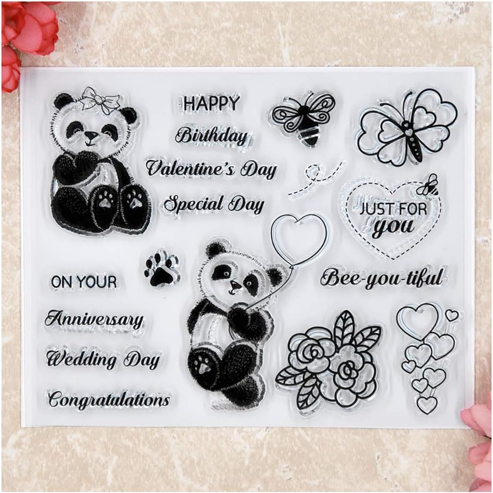 Kwan Crafts - 2 Fogli Di Timbri Trasparenti In Silicone | Api E Fiori Per Biglietti E Scrapbooking, 10x10cm
