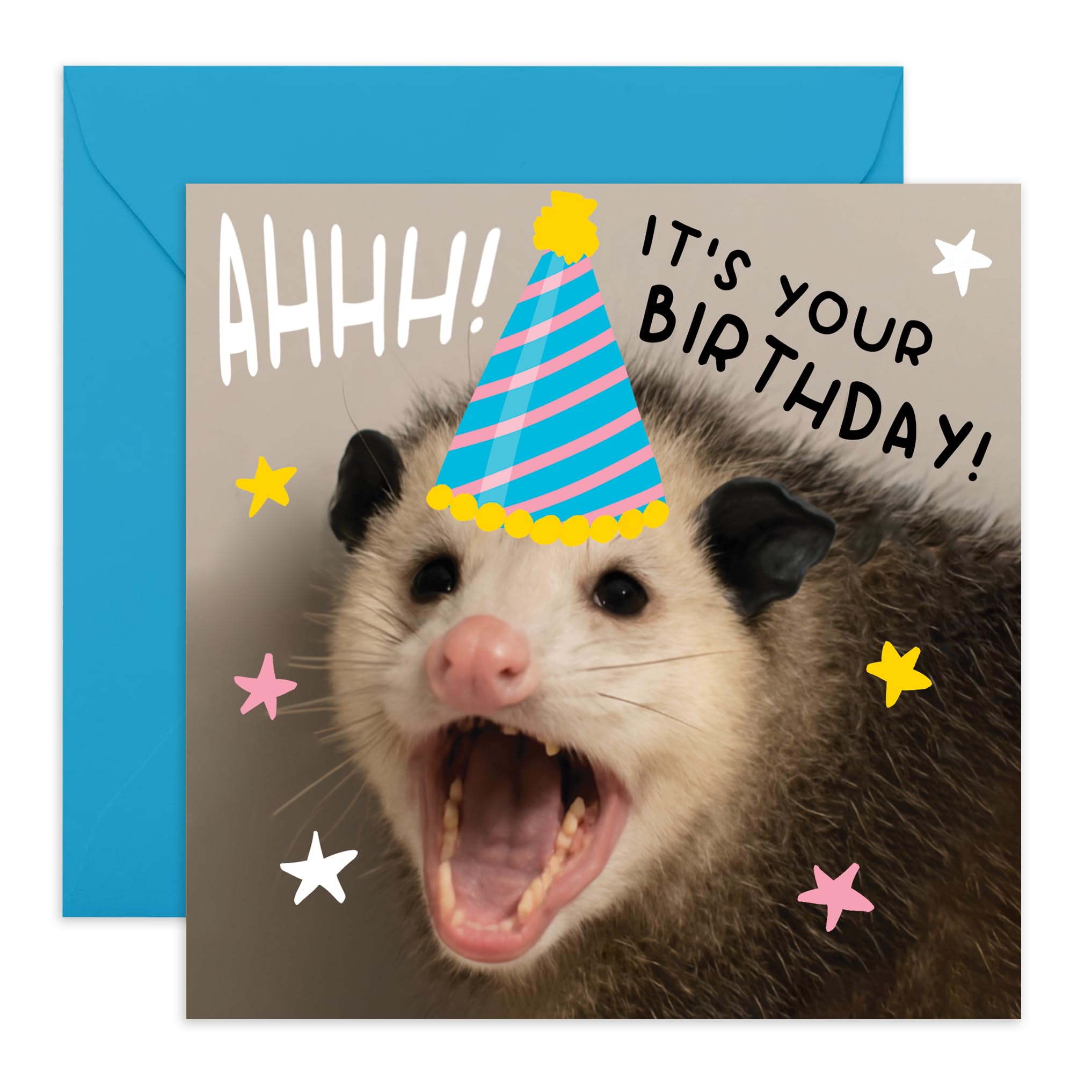 CENTRAL 23 Birthday Card - Opossum Screaming - Gifts for Family, Mom, Dad, Friends, Brother, Sister, Husband, Wife, Colleagues, Bro, Buddies, Women,