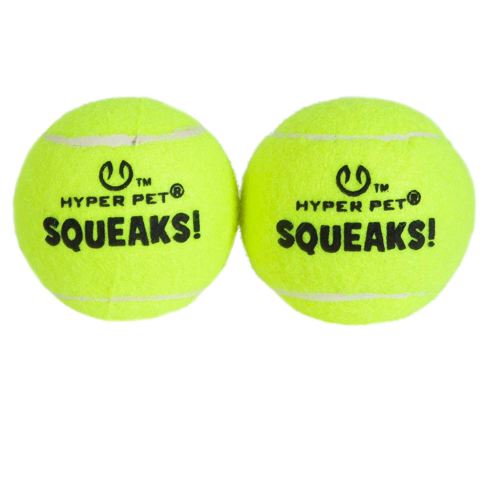 Hyper Pet Squeaks! Tennis Balls Dog Fetch Toys, Medium 2.5 Inch, Pack of 2