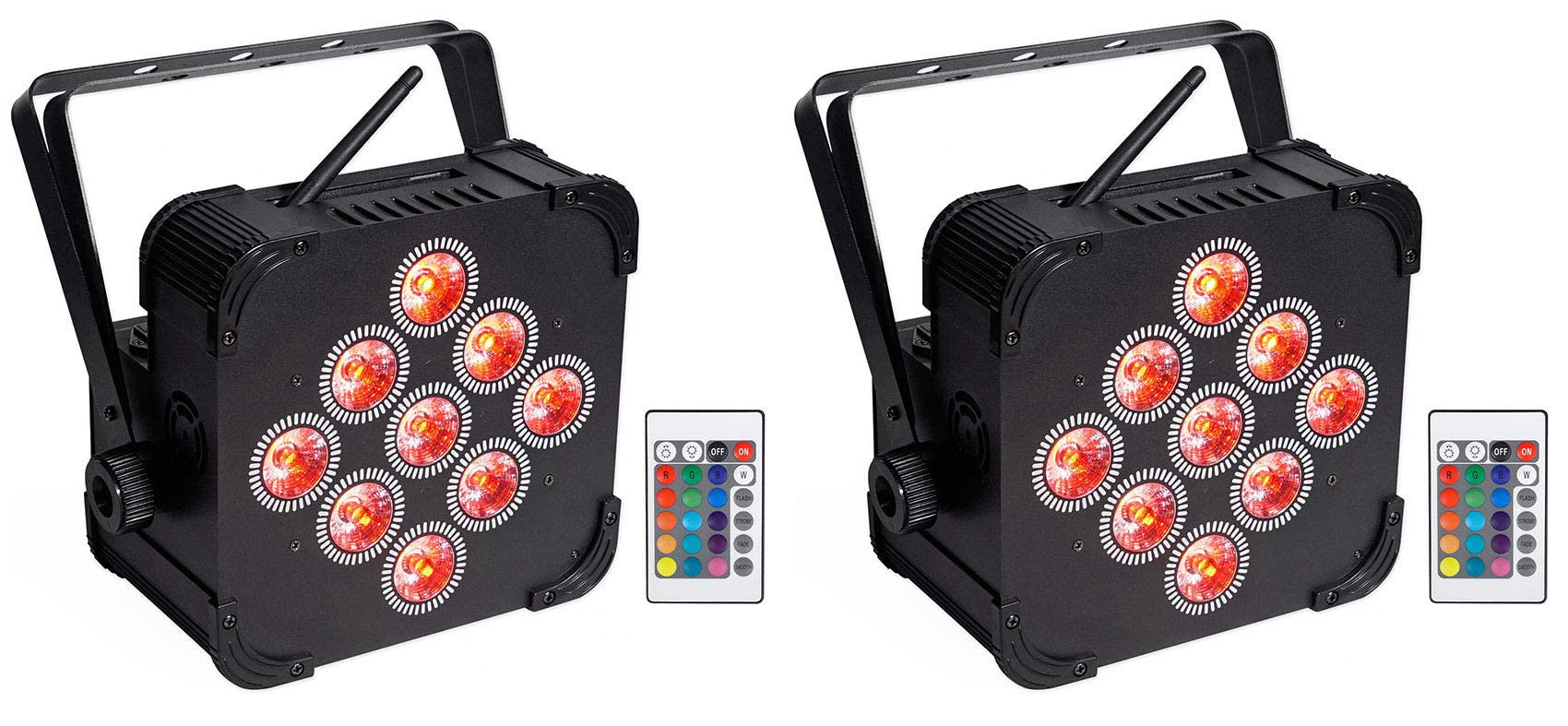 (2) Rockville Best PAR 60 Rechargable Par Can Wash Lights wWireless DMX+RGBWA+UV