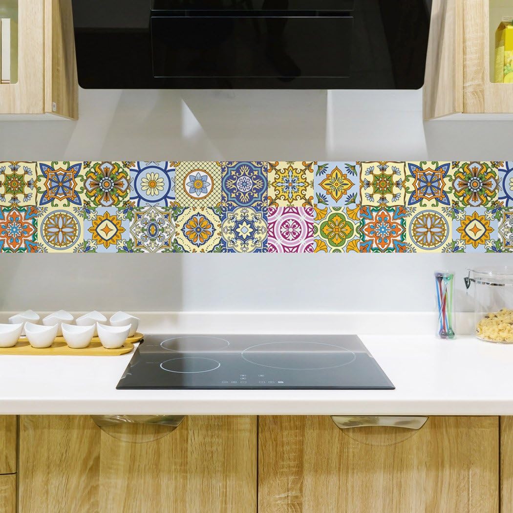 Decorative Tiles Stickers Brno - Pack of 16 Tiles - Tile Decals Art for Walls Kitchen backsplash Bathroom (2.5 x 2.5 inches)