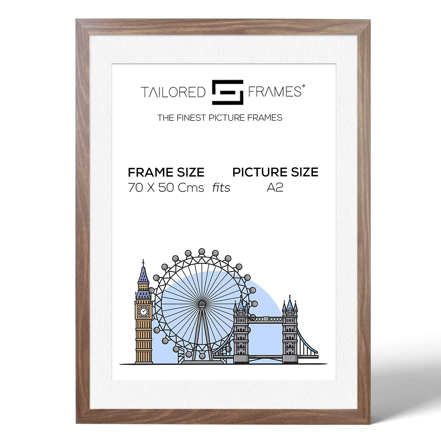 Tailored Frames Seattle Walnut 70 x 50Cm Frame for A2 Picture Single