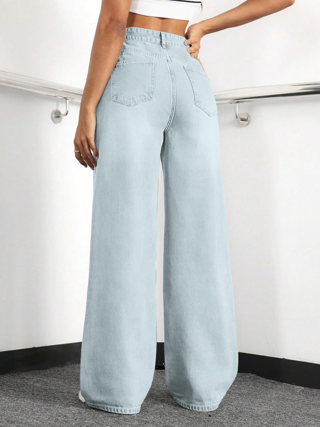 Straight Leg Jeans for Women,High Waisted Wide Leg Loose Stretchy Boyfriend Denim Pants Baggy Jeans for Women - Image 2