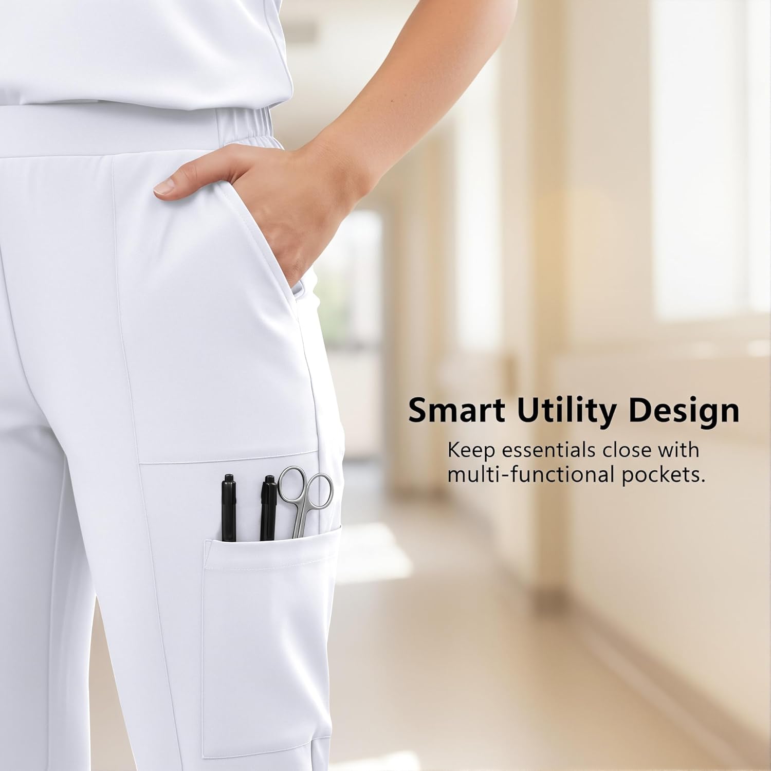 Scrub for Women Set - Multi Pocket V-Neck Top & Pants Medical Scrubs Set for Nurses & Doctors, 9 colors