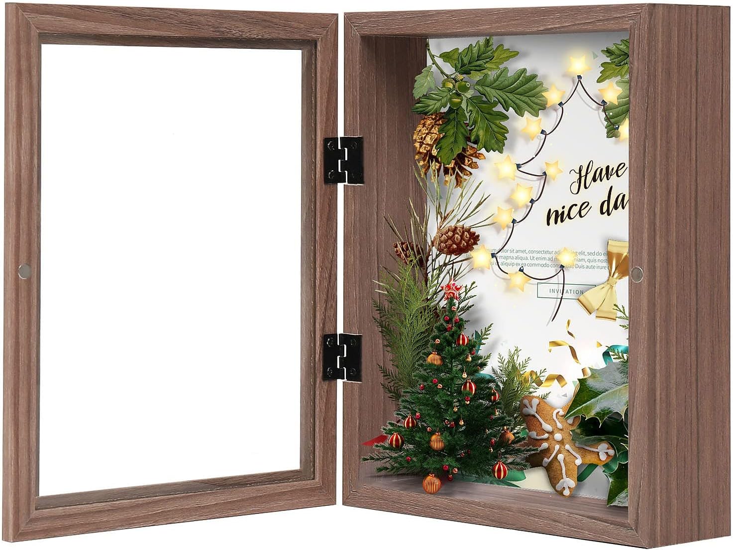 Muzilife Marco de fotos Shadow Box de 8 x 10 pulgadas  2.16 pulgadas de profundidad de madera y vidrio, caja de memoria lista para colgar, recuerdos