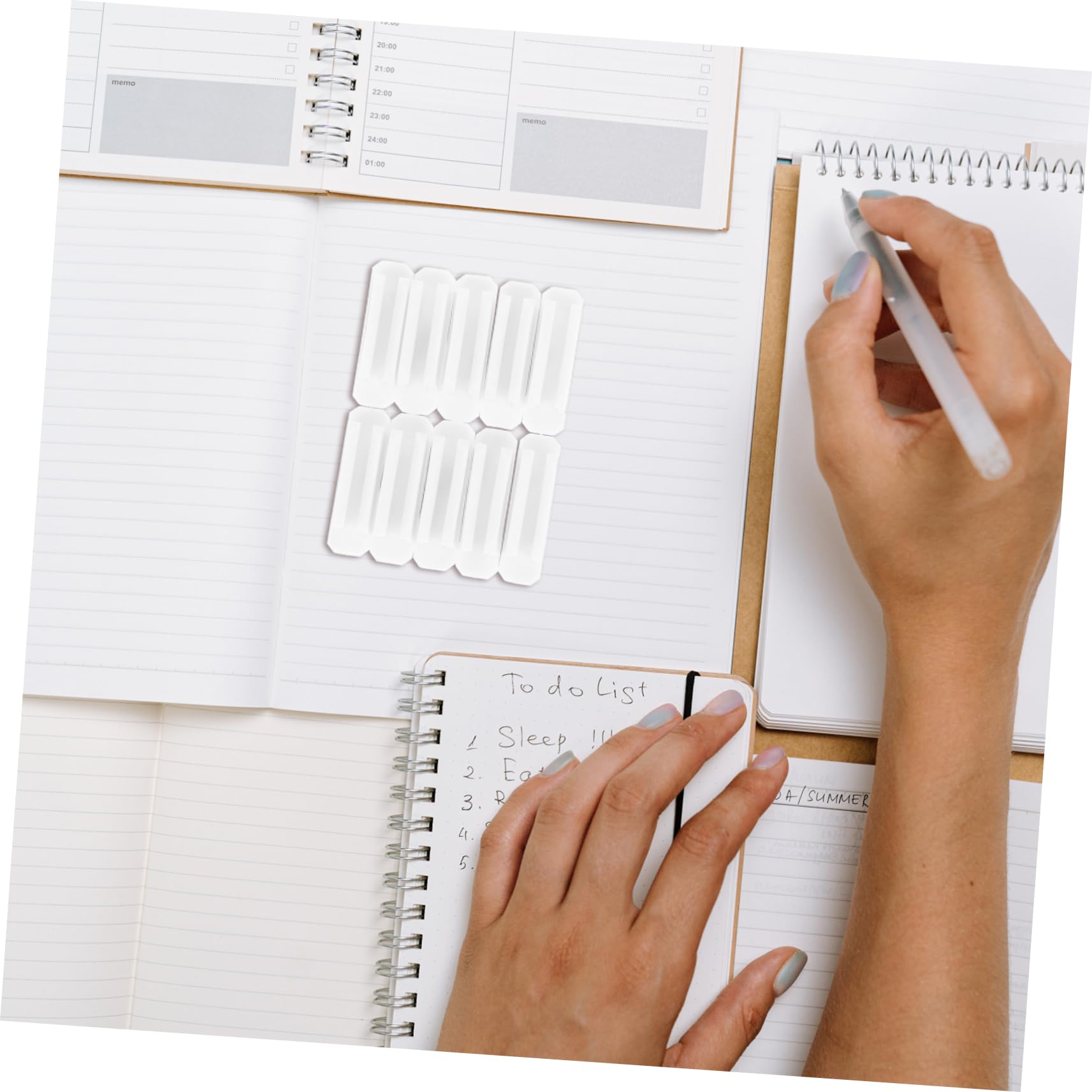 NOLITOY 50piezas Clips Sujetapapeles De Autoadhesivos Para Bolígrafos y Lápices Juego De Soportes Para Escritorio Para y Organización De Material Escolar