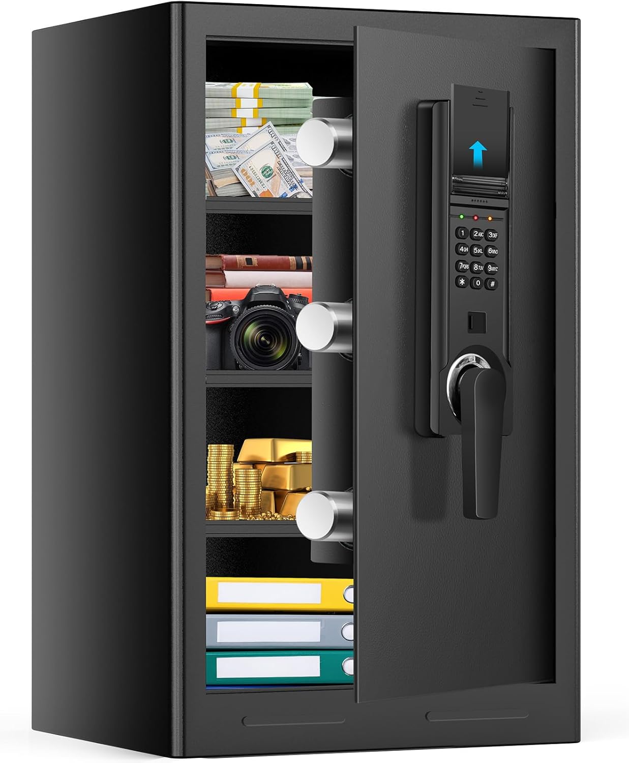 4.2 Cub Large Safes for Home Use Fire and Water proof, Anti-Theft Home Safe with Electronic Keypad & 3 Removable Shelves and Smart Alarm, Fireproof Safe Box for Money Firearm Medicines 4.2 Cuft