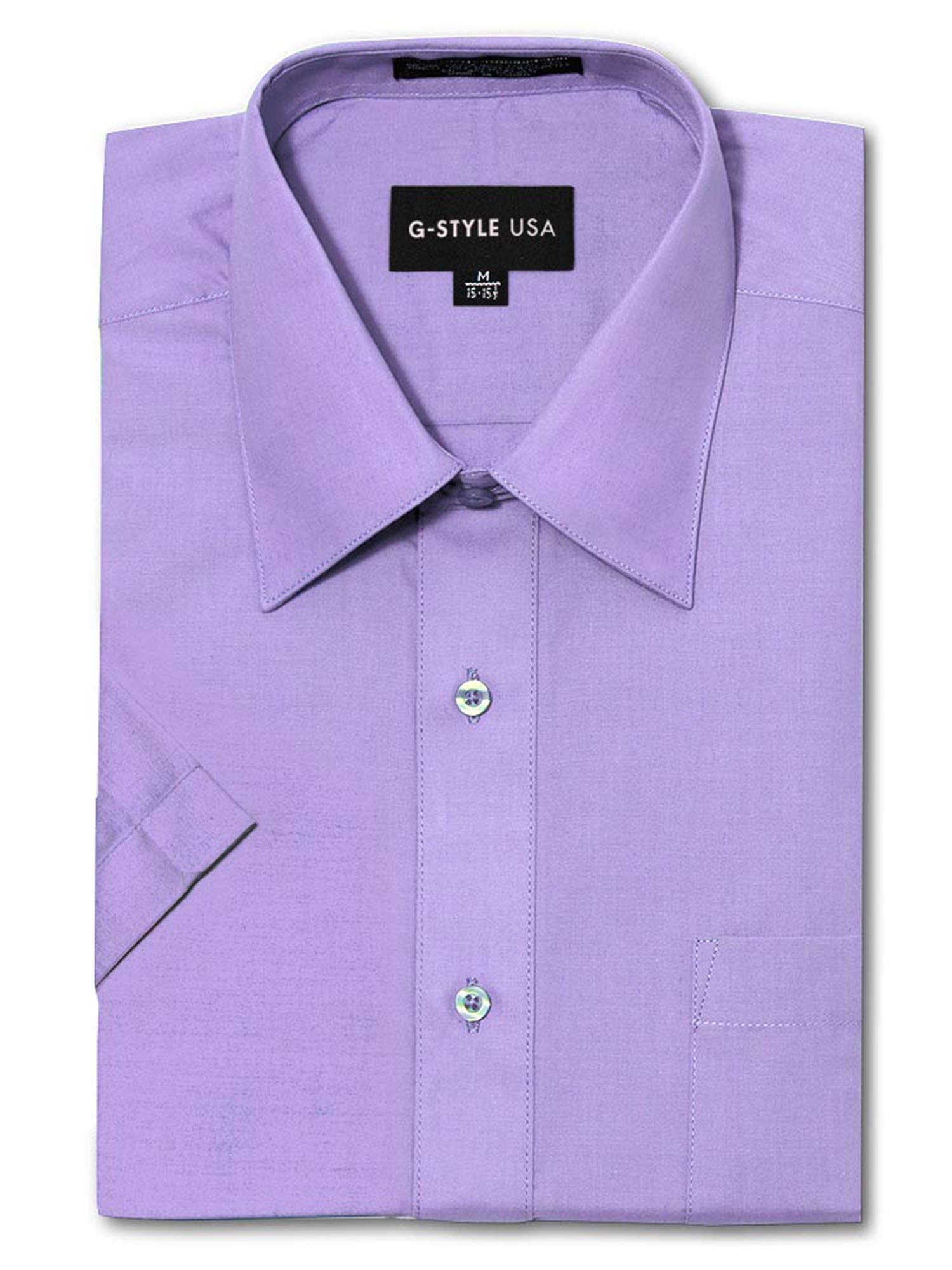 G-Style USA Men's Regular Fit Short Sleeve Solid Color Dress Shirts