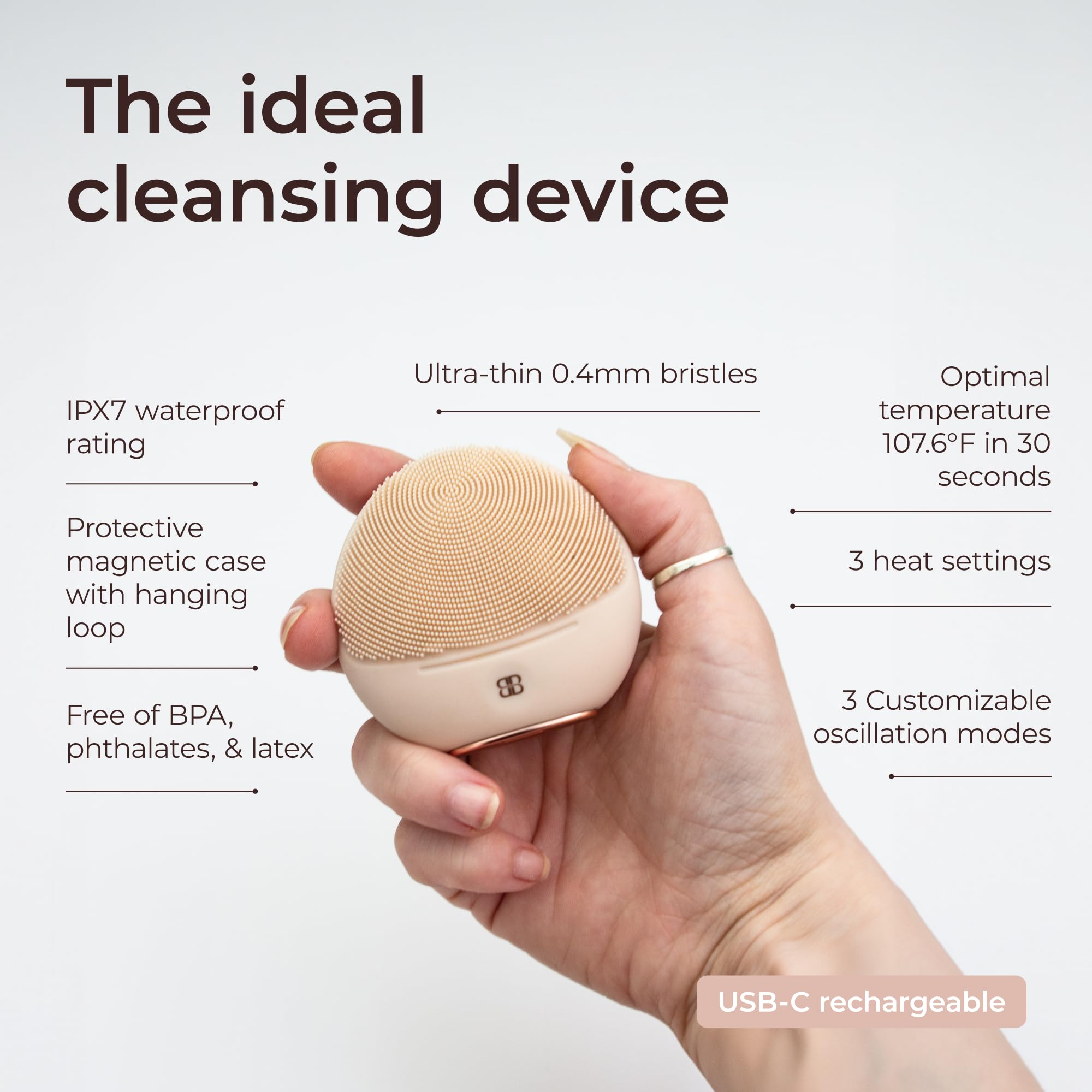 Beautifect HeatSonic Face Scrubber, Advanced Thermal Cleansing at 42°C with Customizable Skincare Modes - Image 3