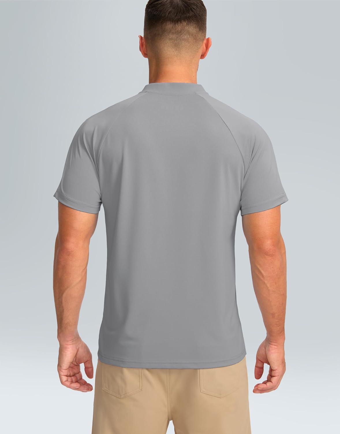 Viodia Mens Golf Shirts Collarless Quick Dry Summer Shirt Casual Short Sleeve Moisture Wicking Polo T Shirts - Image 2