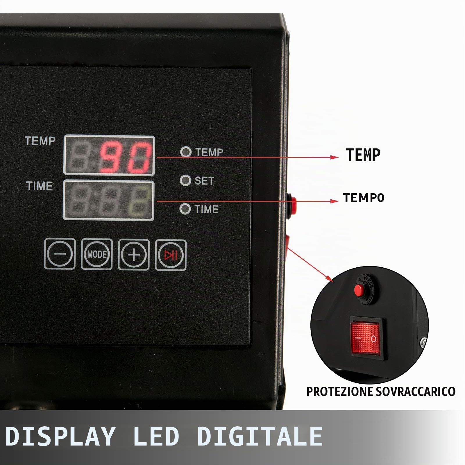 VEVOR 8 in 1 Trasferimento Digitale Sublimazione Calore Pressa Pressa Pressa Calore per Maglietta Tazza Cappello 38 x 38 cm, Macchina Pressa Calore con Piastra Regolabile Multifunzionale Nero