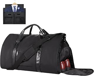 Garment Duffle Bags for Travel, Carry On Garment Bag, Convertible Garment Bags for Travel with Shoe Pouch & Multiple Pockets, 2 in 1 Hanging Suitcase Suit Travel Bags for Men(Black)