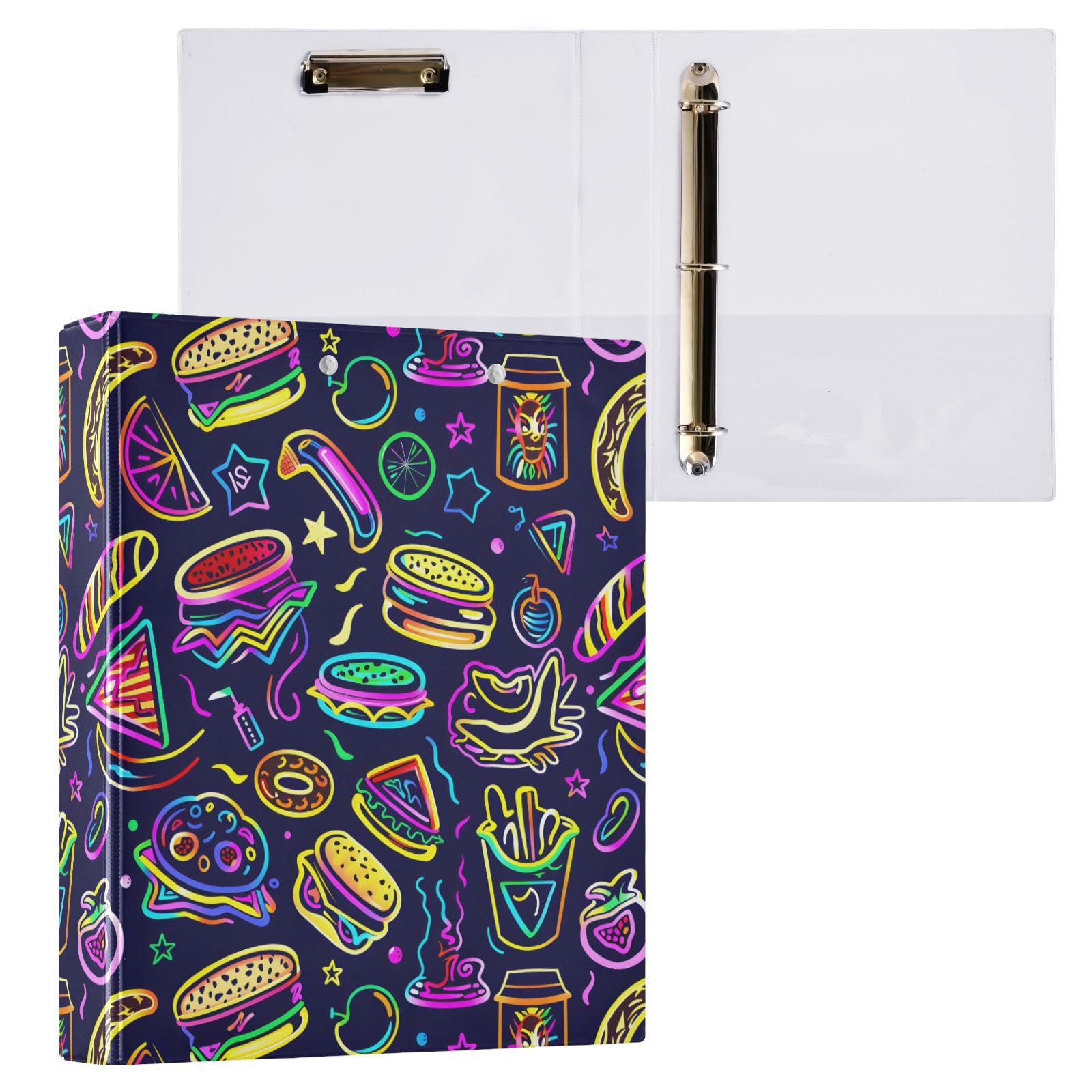 American Neon - Raccoglitore a 3 anelli, 3,8 cm, contiene 200 fogli con 3 tasche interne in PVC trasparente, per scuola e ufficio