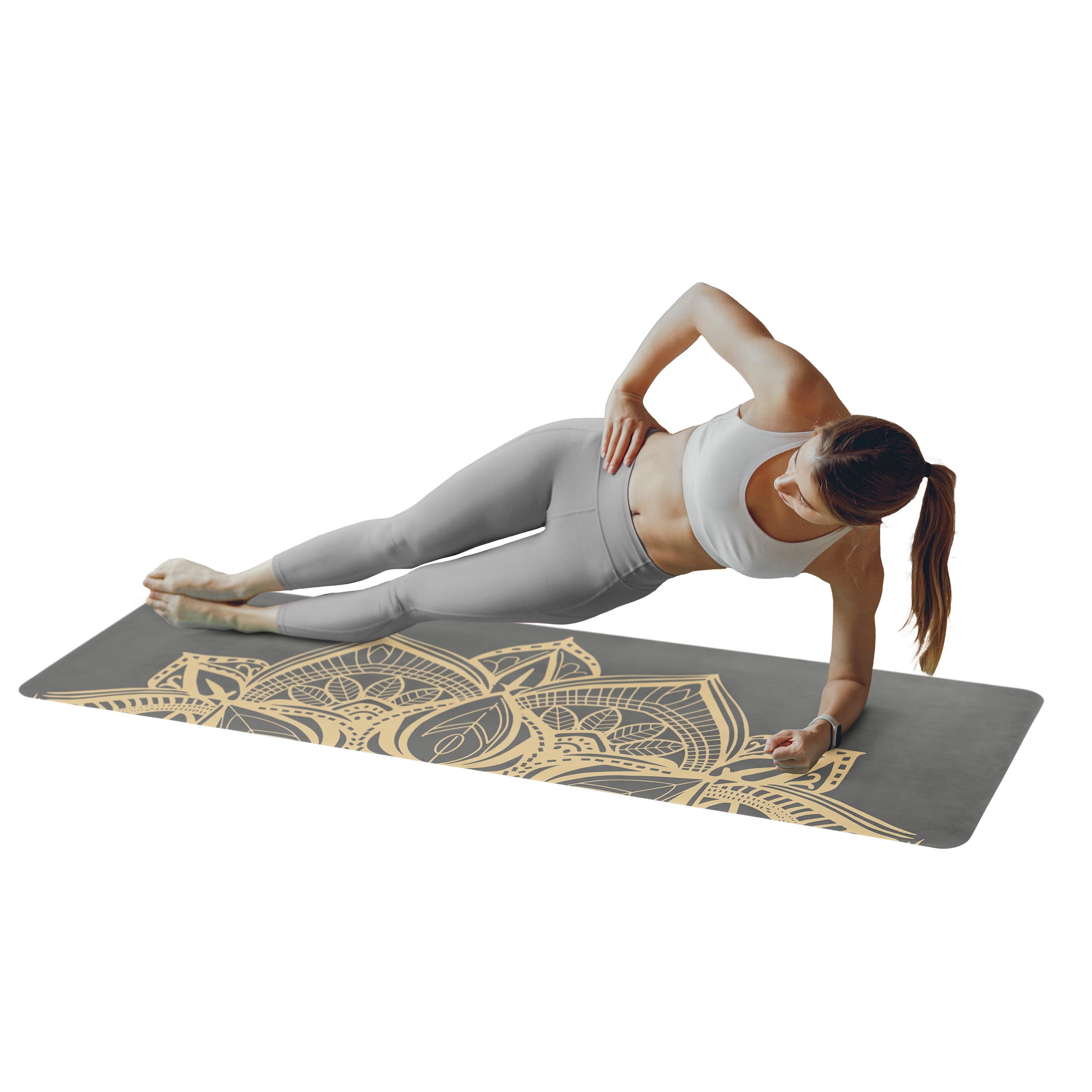 Yoga Mat with Strap - Sweat Absorbent Ultra Grippy Hot Exercise Mat Non Slip Vegan Suede Towel Combo