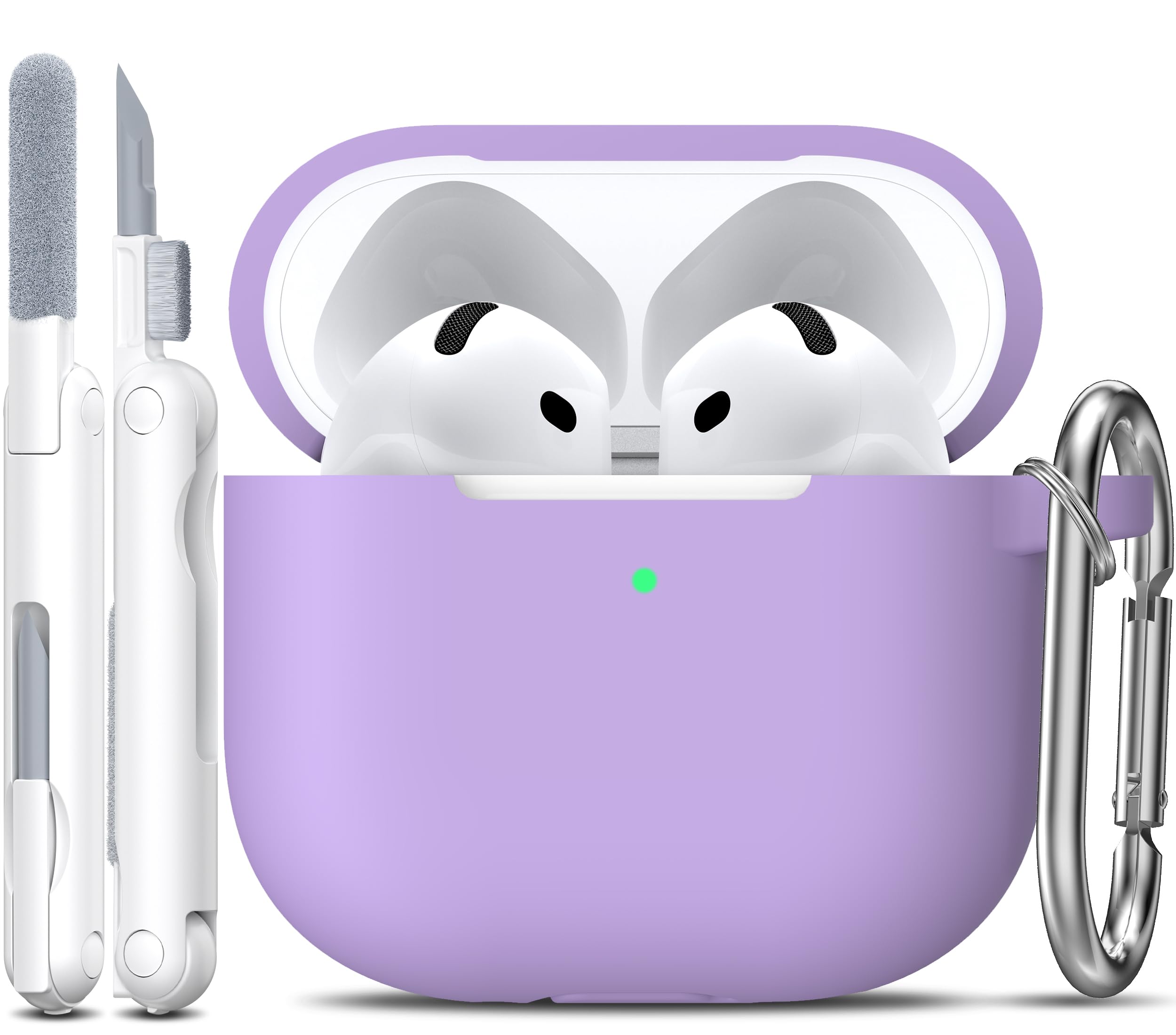R-fun Funda para AirPods 4 con Kit de Limpieza, Case de Silicona Suave con Llavero, Funda Protectora Completa para Hombres y Mujeres, Compatible con Apple Latest Airpods 4th, Rojo — view 24