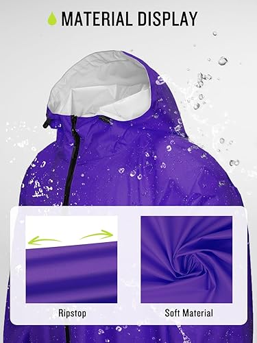 Miniatura 6 de SaphiRose Waterproof Rain Poncho Jacket with Hood and Pockets for Adults - Portable with Pockets Long Sleeves