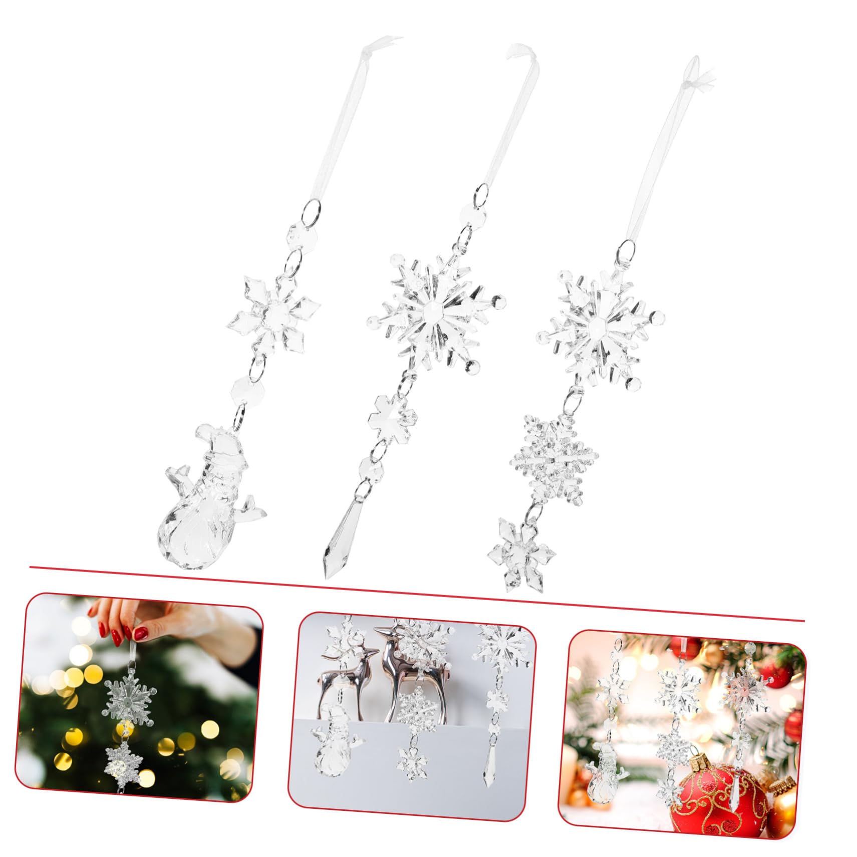 Gatuida 15piezas Adornos Colgantes De Acrílicos para Árbol De Navidad De Transparentes para Decoración Festiva para Colgar Ventanas y Paredes