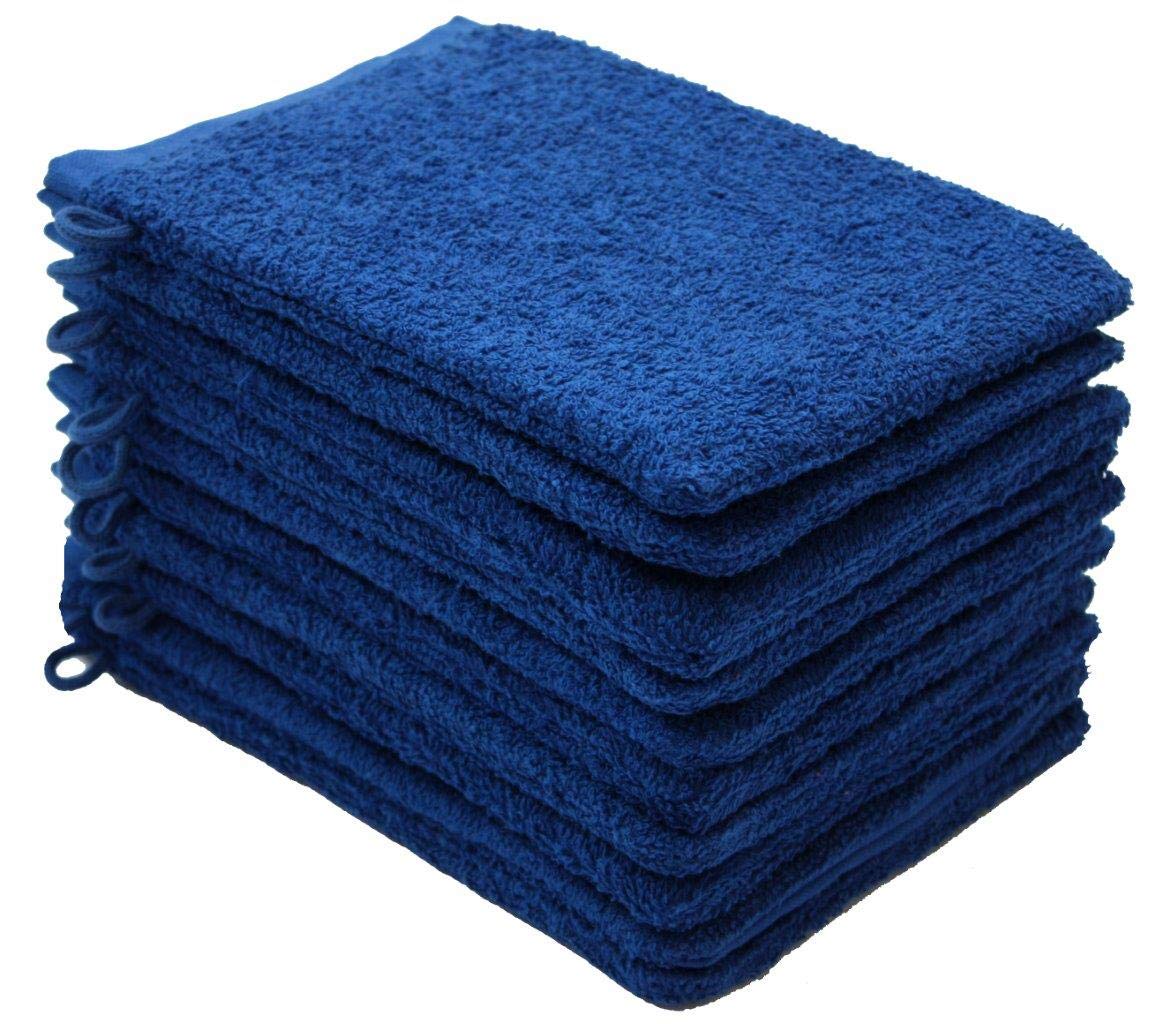 NatureMark Paquete de 10 Manoplas de Lavado de Tejido de Rizo, paños de Lavado, 100% algodón, Azul Real, 15 x 21 cm