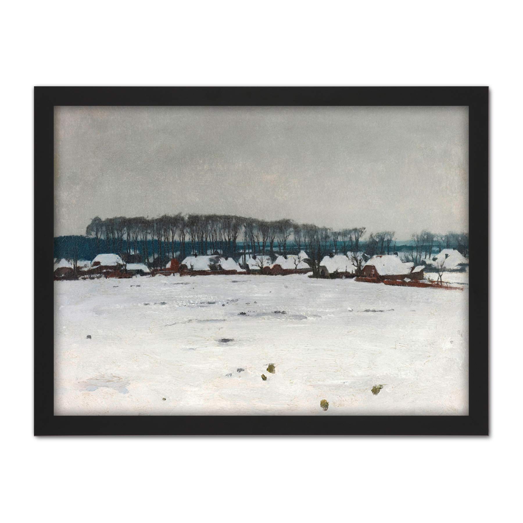 Artery8 Van Ruisdael Winter Landscape Snow Trees Painting Artwork Framed Wall Art Print 18X24 Inch