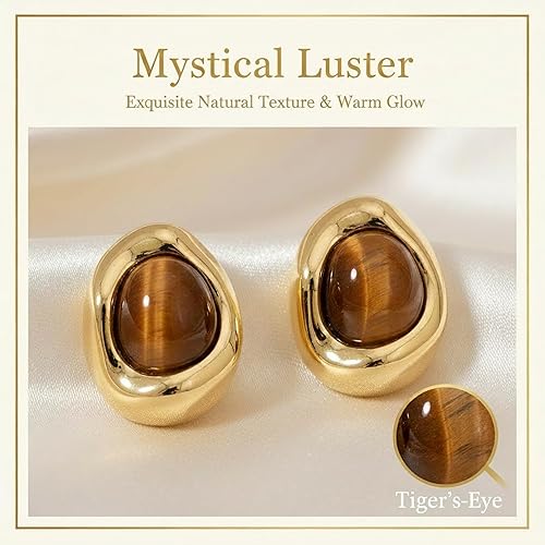 Miniatura 7 de JeanBeau - Aretes de oro para mujer, diseño geométrico de trébol de flores de Saturno con diamantes de imitación de circonita cúbica