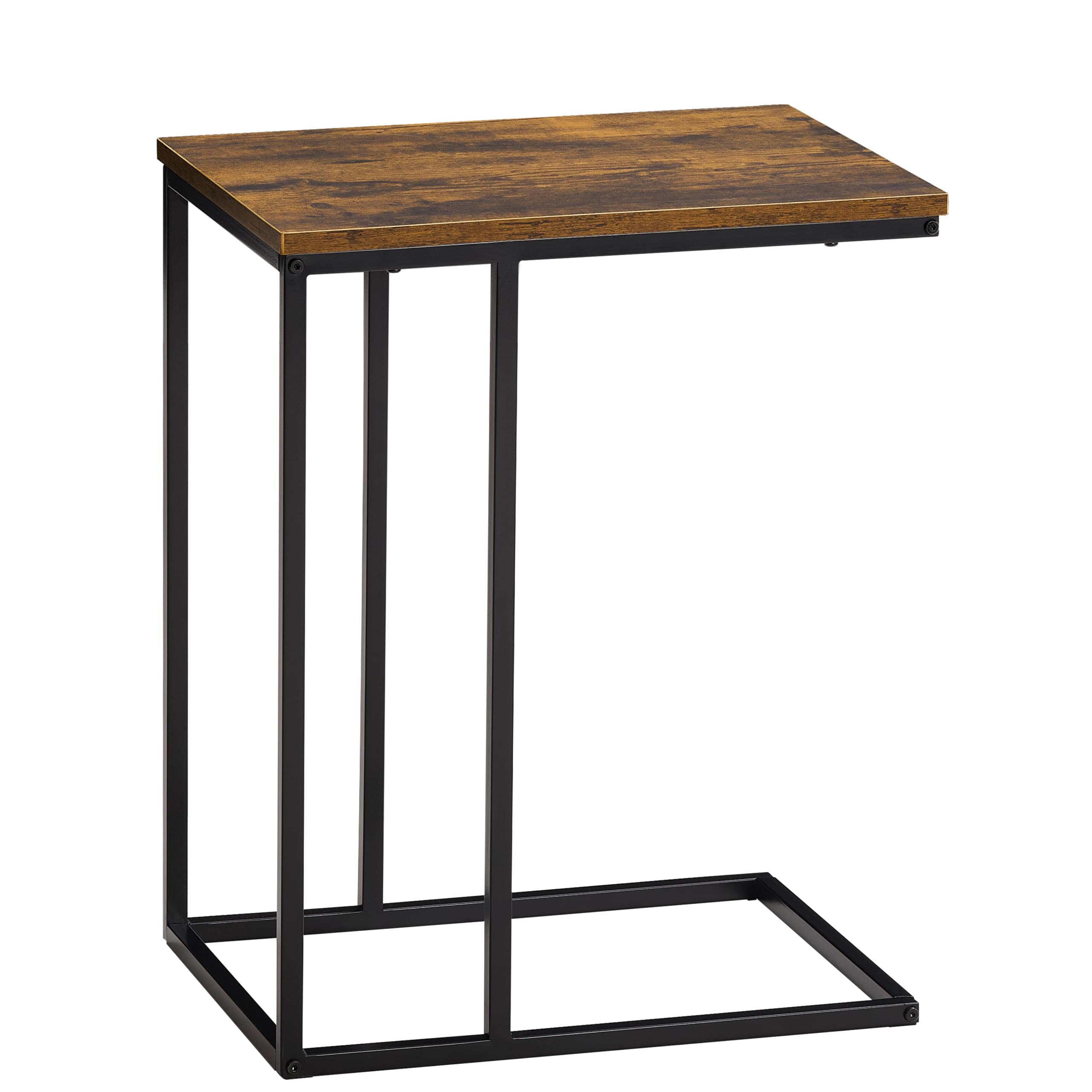 Vida Designs Brooklyn Side Table C Shaped with Metal Frame, Industrial, for Living Room (Dark Wood)