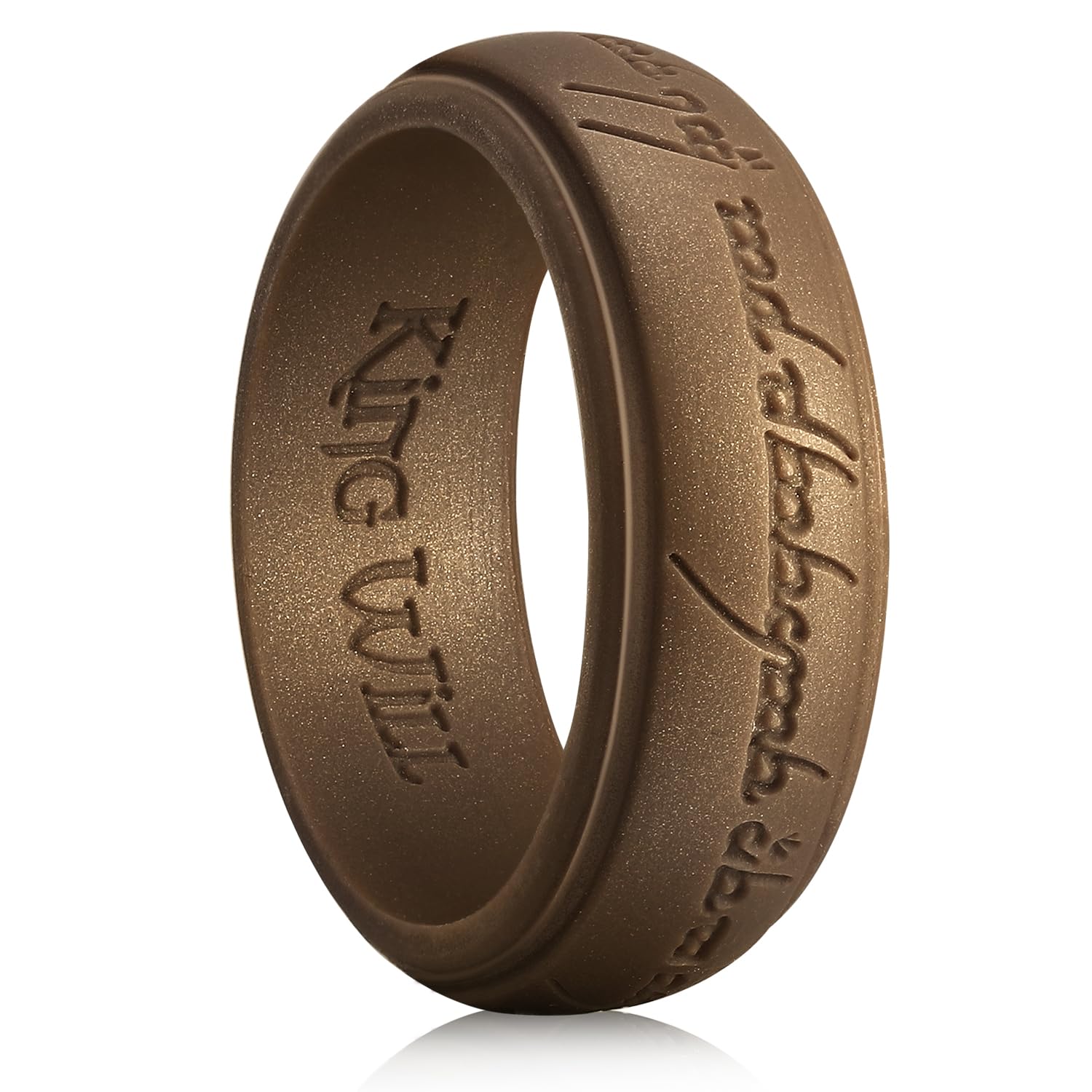 King Will Silicone Wedding Band for Men-8mm Width in Brown&Blue&Orange&Gold&Sliver, Breathable Rubber Wedding Ring with Unique Pattern Design Comfort